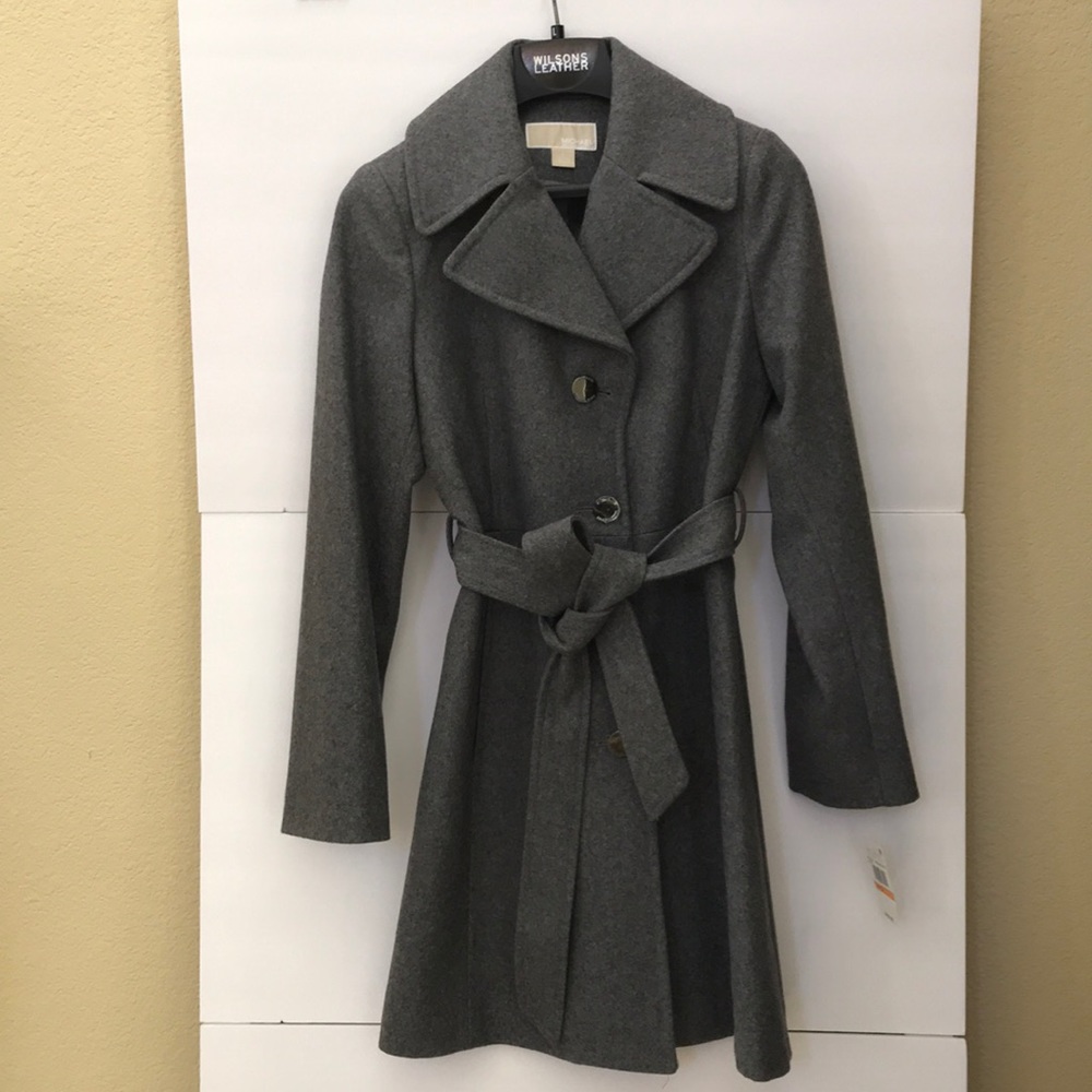Brand New Michael Kors Wool Blend Notch Lapel Coat